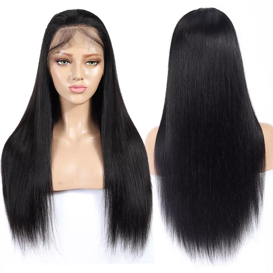 Diamonique Couture Bone Straight Black Lace Front Wig