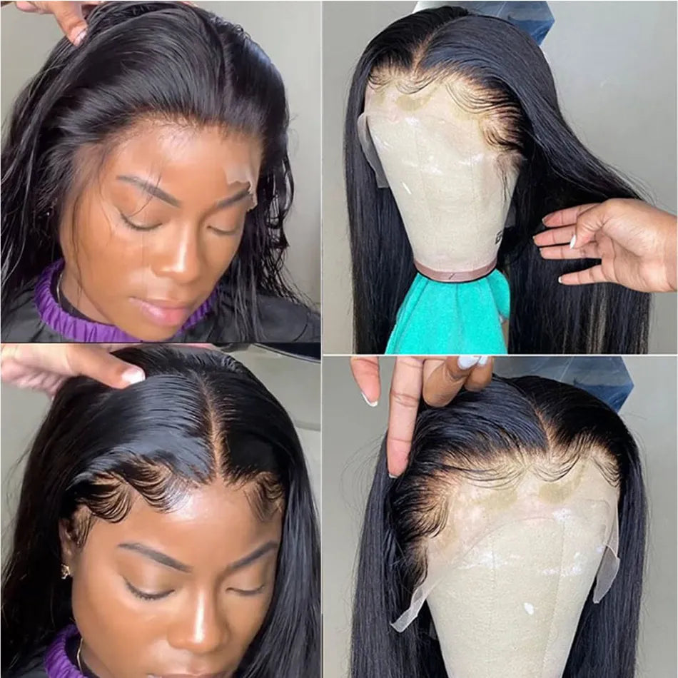 Diamonique Couture Bone Straight Black Lace Front Wig