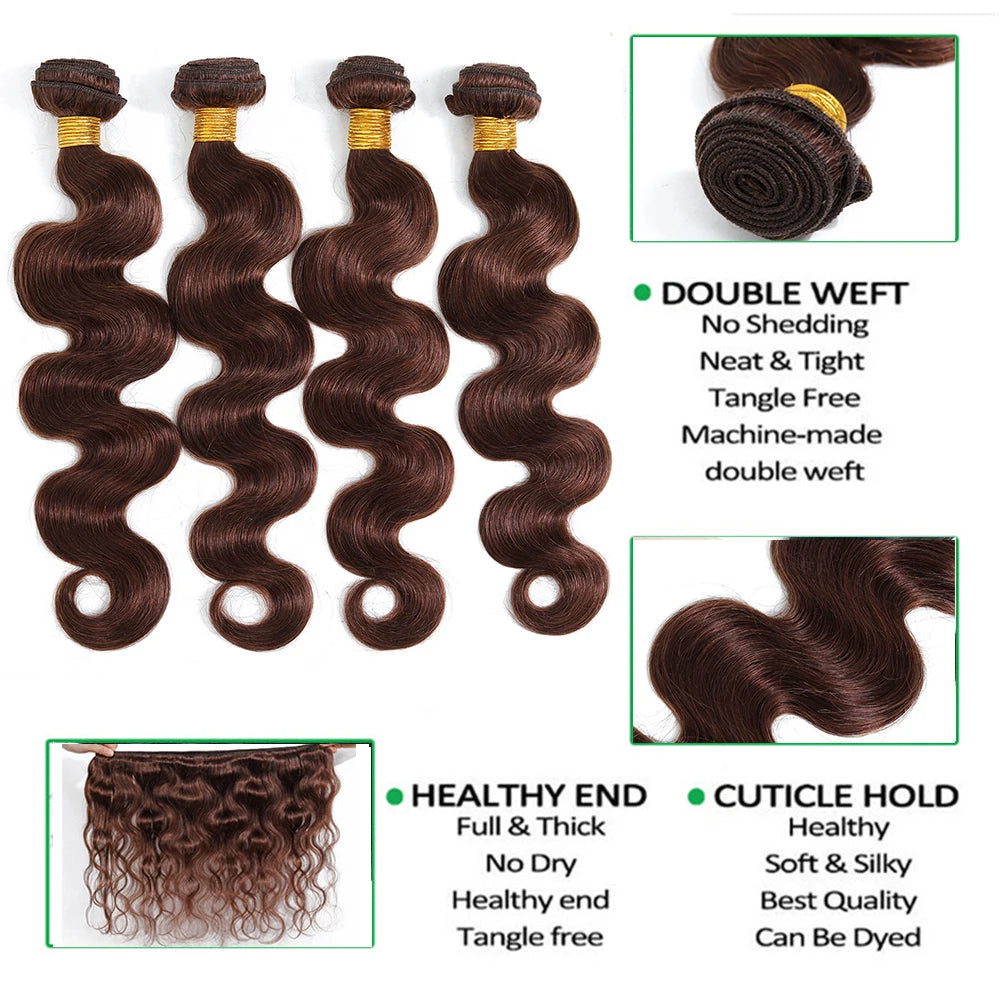 Diamonique Couture Ombre Brown Body Wave Bundles with Closure