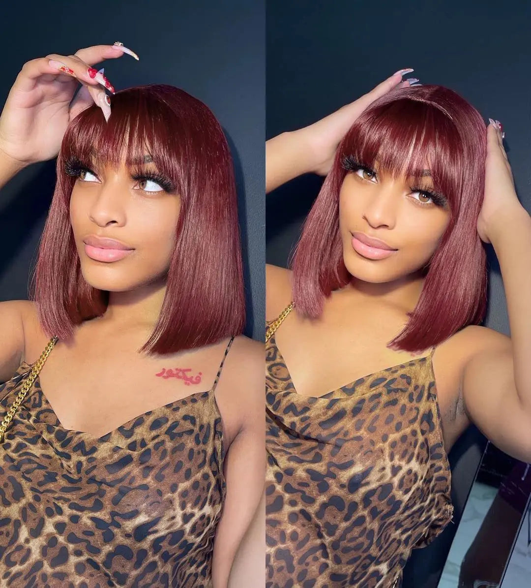 Diamonique Couture Burgundy Red Glueless Brazilian Bob Wig