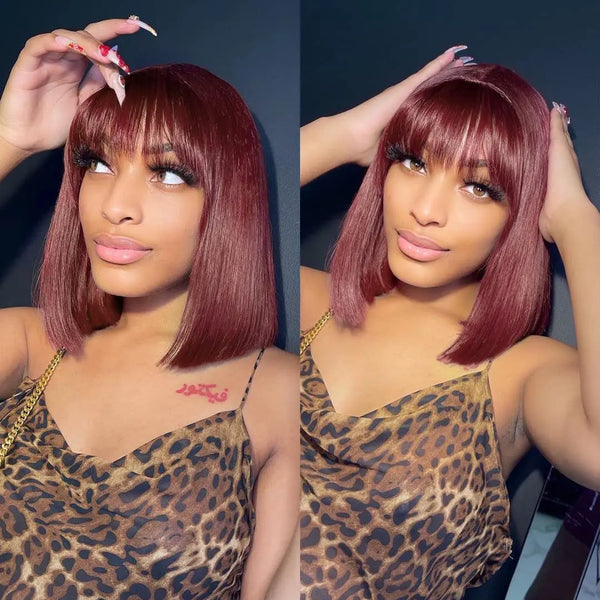 Diamonique Couture Burgundy Red Glueless Brazilian Bob Wig