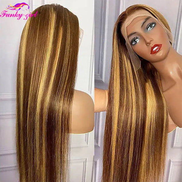 Diamonique Couture Highlight Brown Straight Pre-Plucked Lace Front Wig