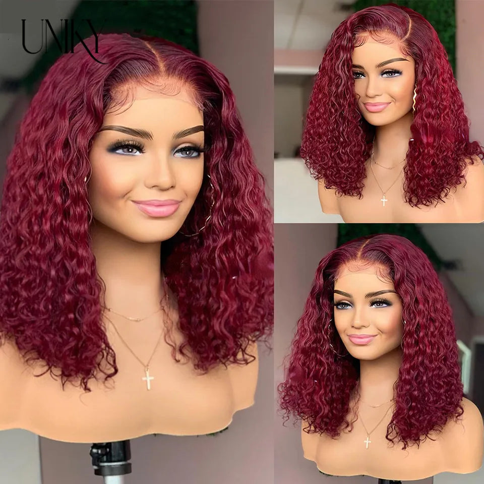 Diamonique Couture Burgundy Short Kinky Curly Bob Wig