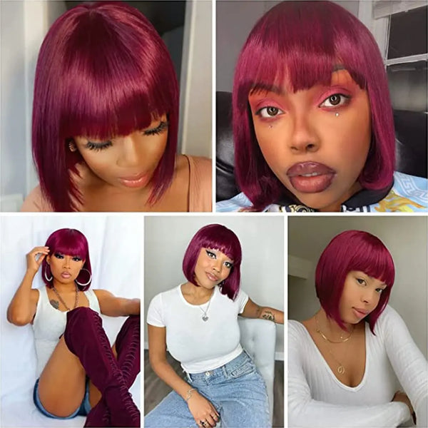 Diamonique Couture Burgundy Red Glueless Brazilian Bob Wig