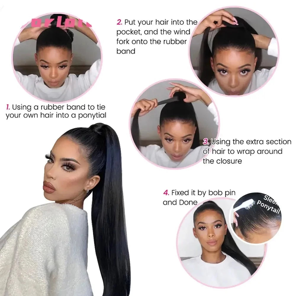 Diamonique Couture Straight Remy Clip-In Ponytail