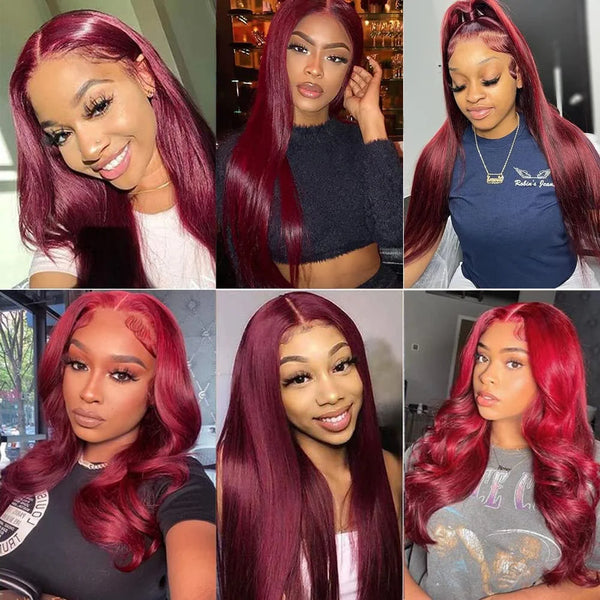 Diamonique Couture Burgundy Straight Lace Front Wigs