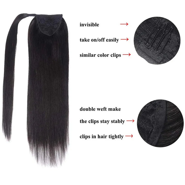 Diamonique Couture Straight Remy Clip-In Ponytail