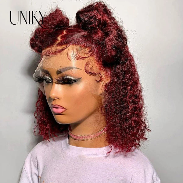 Diamonique Couture Burgundy Short Kinky Curly Bob Wig