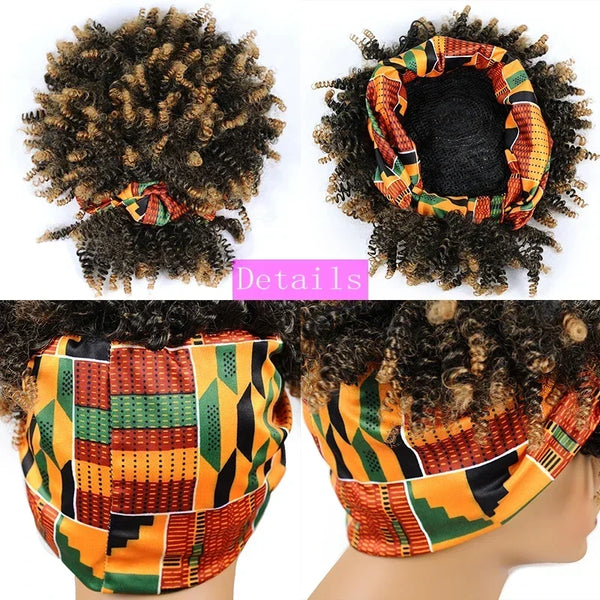 Diamonique Couture Afro Puff Headband Wig