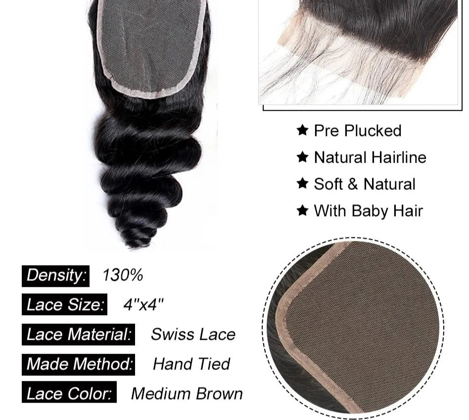 Diamonique Couture Loose Wave Bundles with Closure