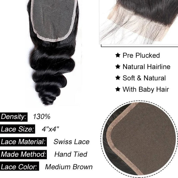 Diamonique Couture Loose Wave Bundles with Closure